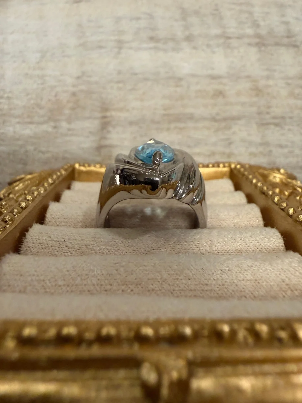 Sterling Silver 925 Marquise Blue Topaz Statement Ring – Size 6